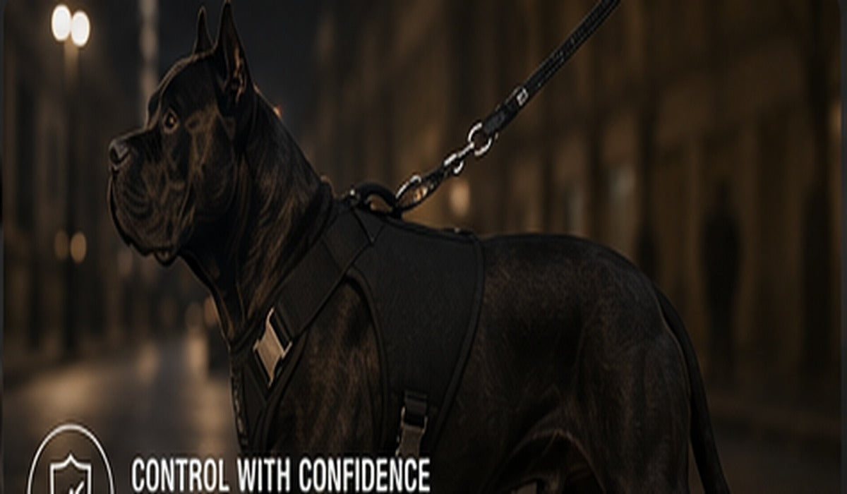 IRONPAW harness during an evening walk